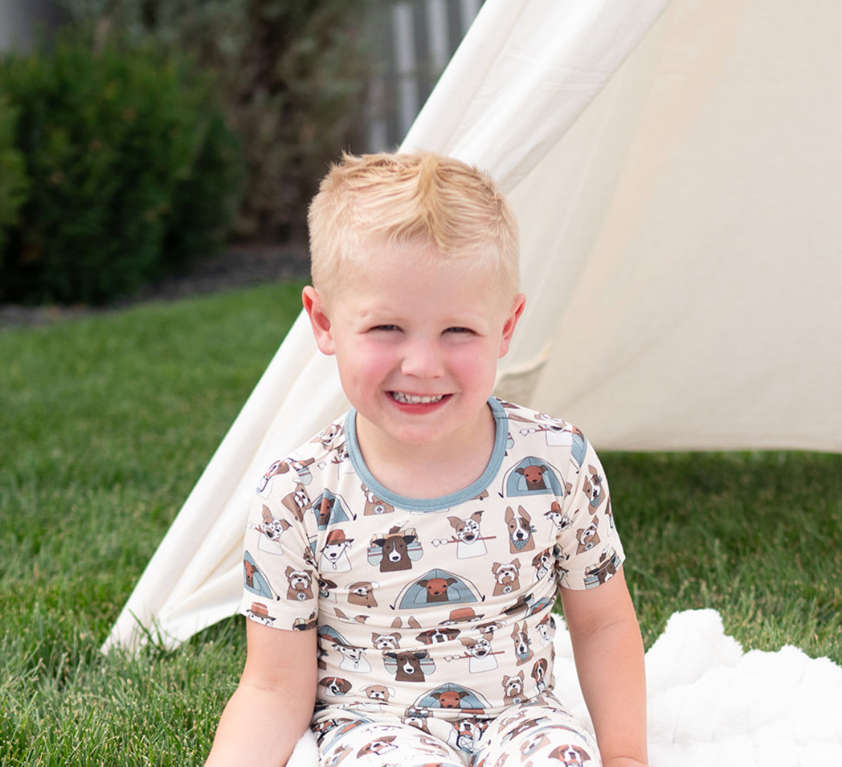 Camp Paws (Short PJ Set) - Blue