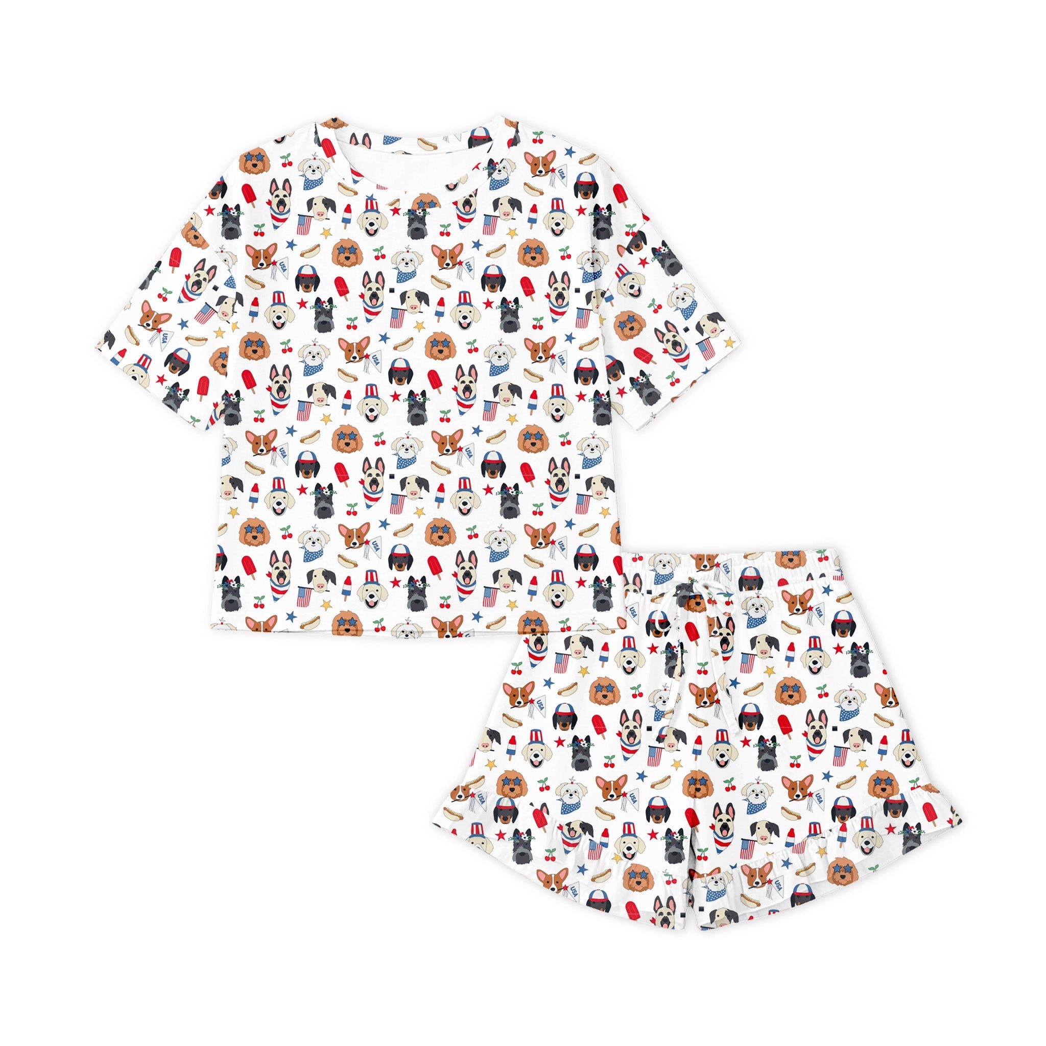 Freedom Dogs (Women’s Ruffle Short PJ Set)