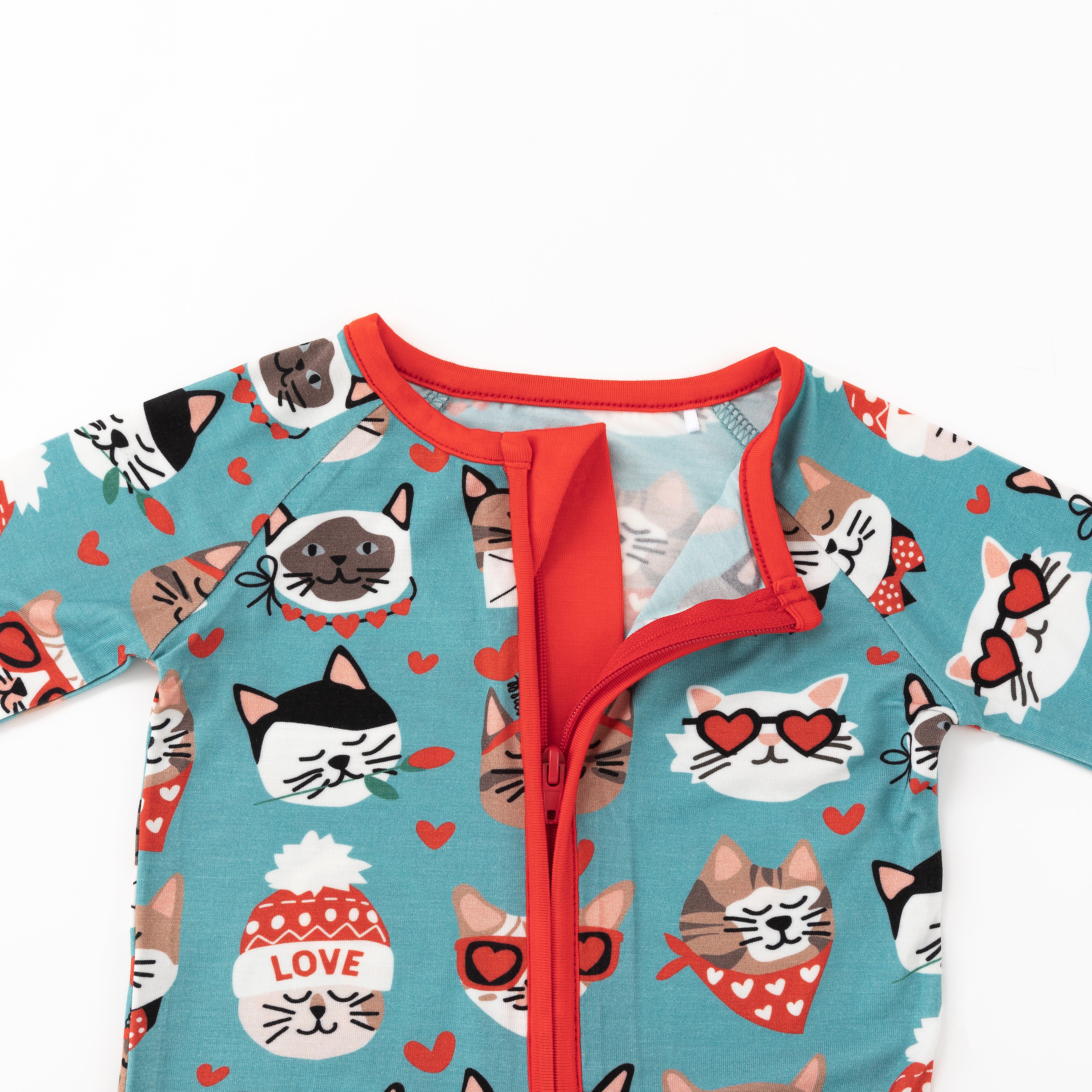 Purrfectly Loved  (Convertible Zip Footies) - Heirloom Blue