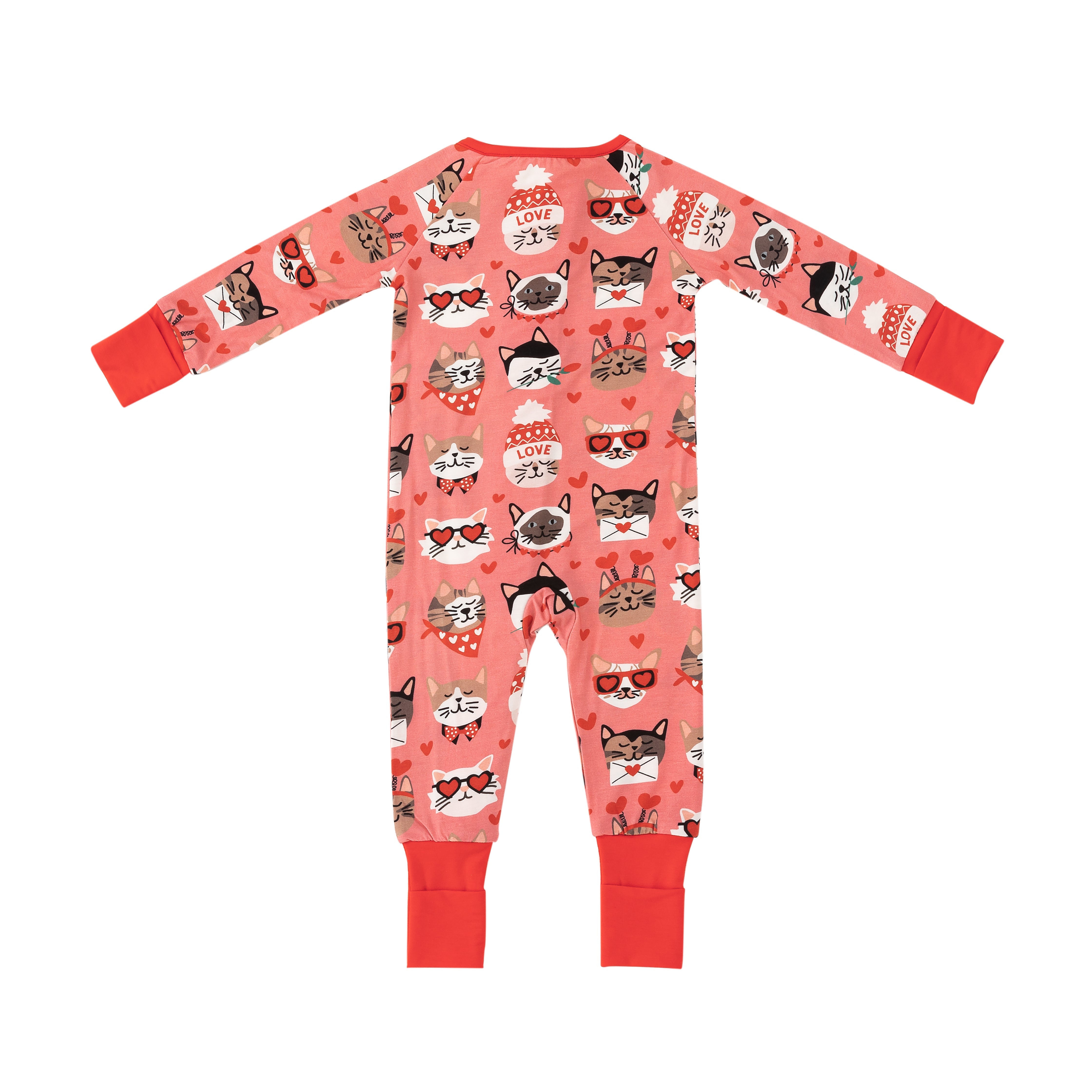 Purrfectly Loved  (Convertible Zip Footies) - Warm Rose