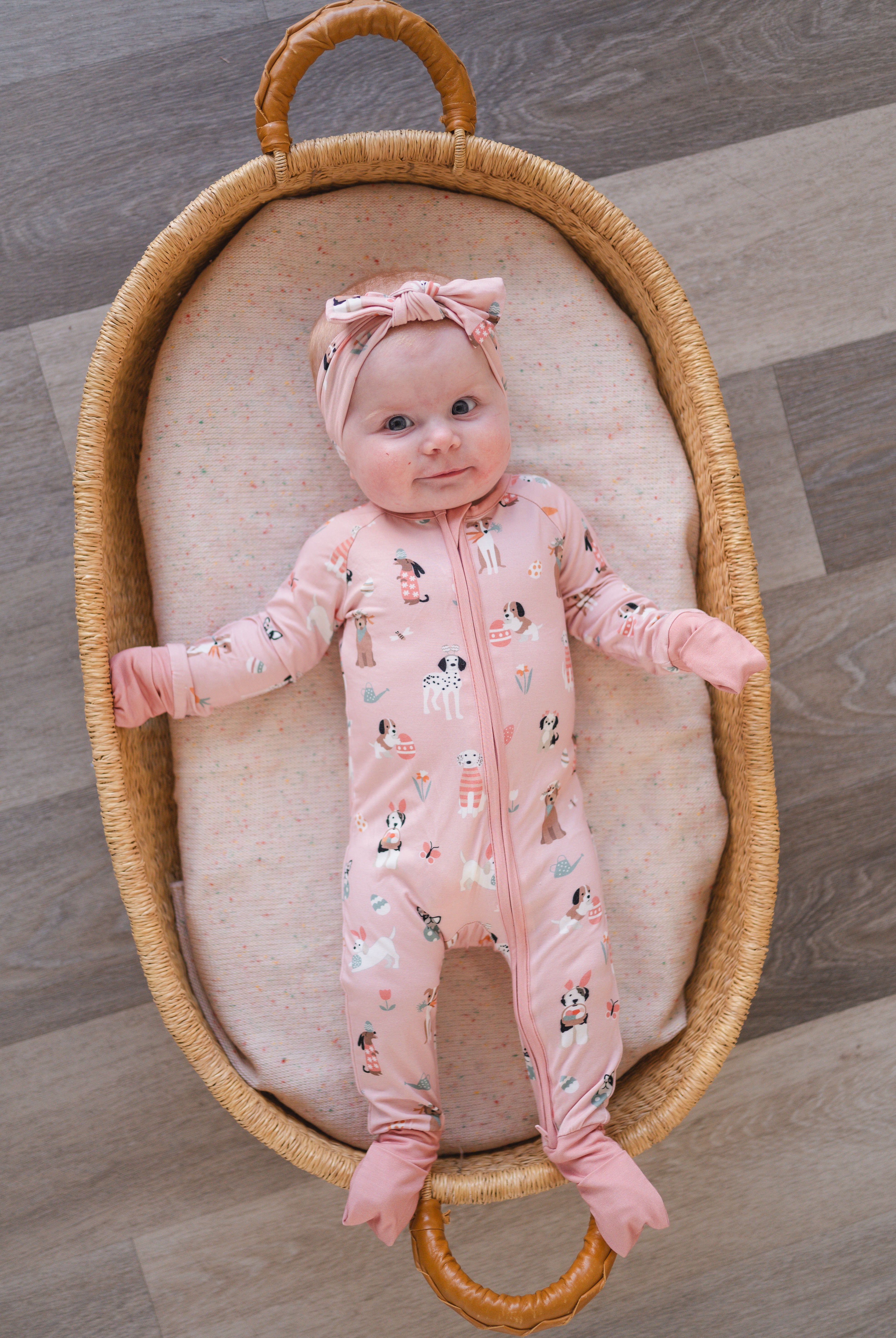 Puppy Egg Hunt (Convertible Zip Footies) - Pink
