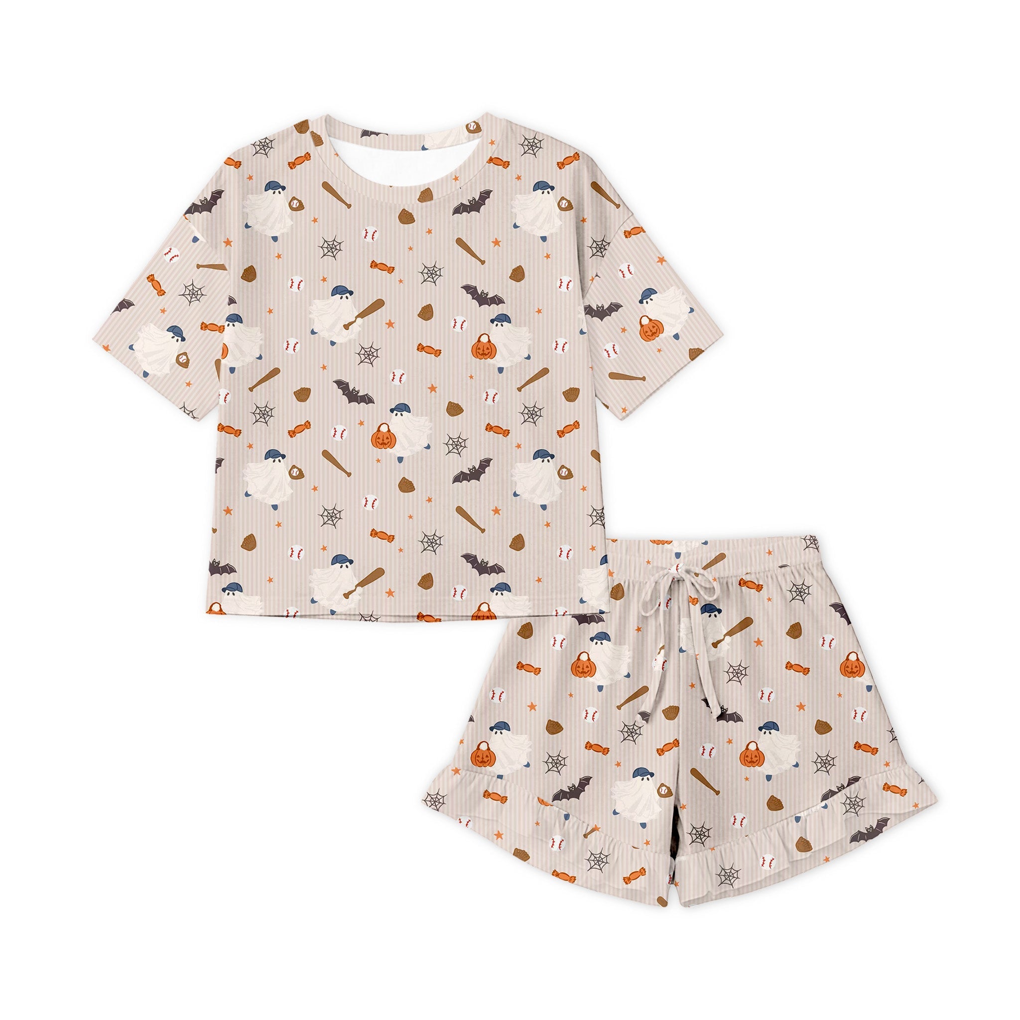 Baseball Ghosts (Women’s Ruffle Short PJ Set)