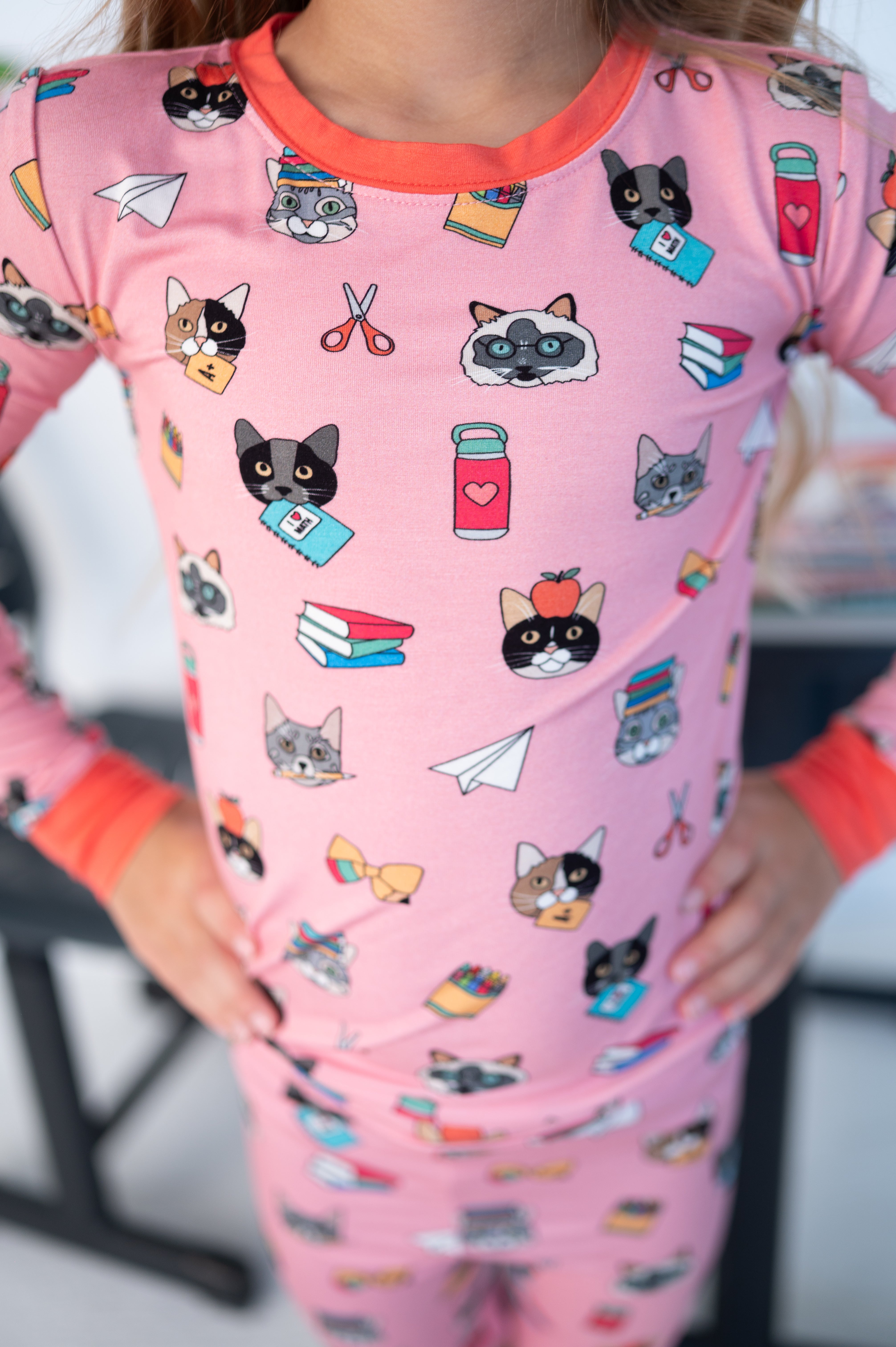 Teacher's Pets - Cats (Long Sleeve PJ) - Bubblegum Pink