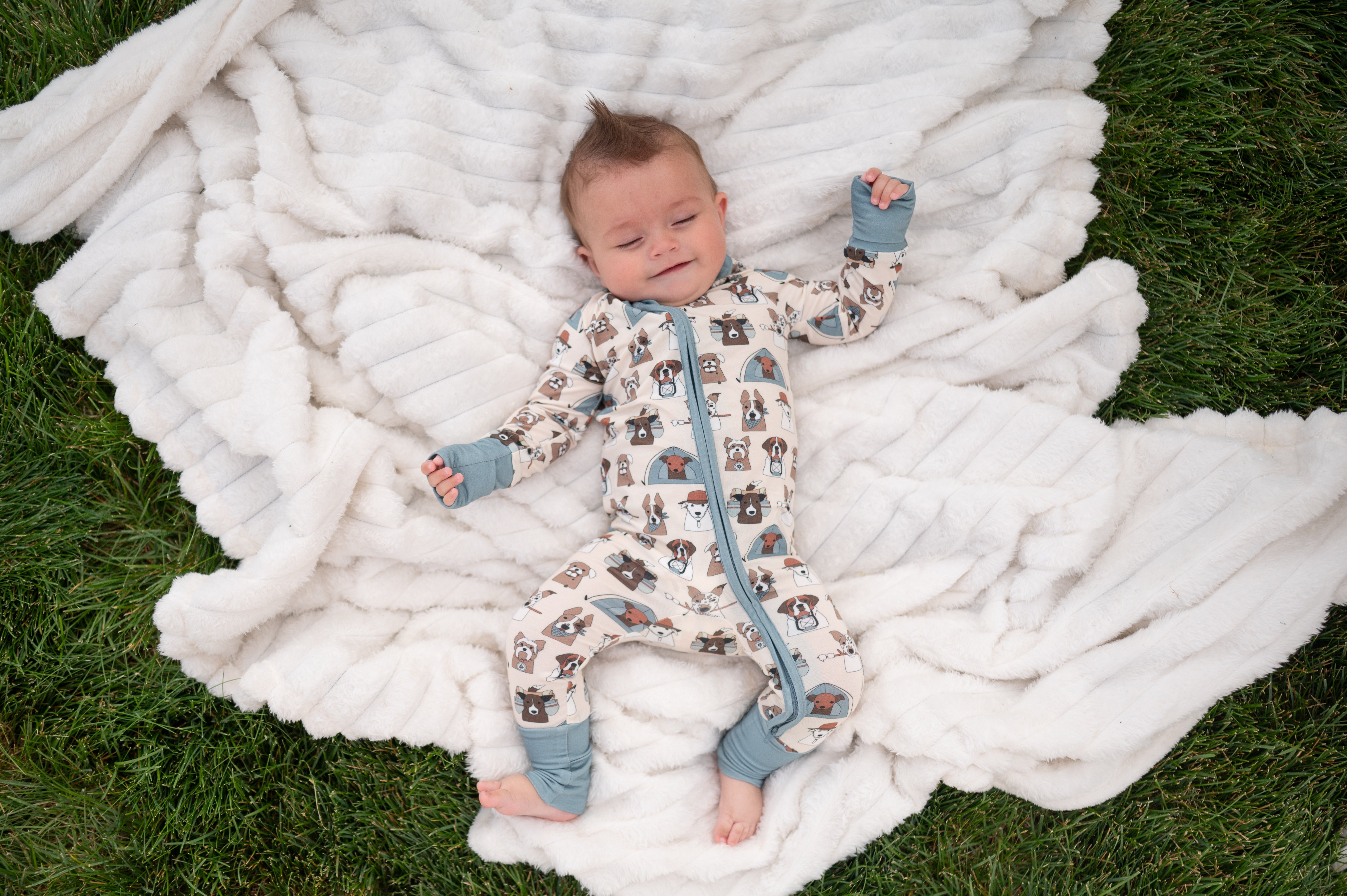 Camp Paws (Convertible Zip Footies) - Blue