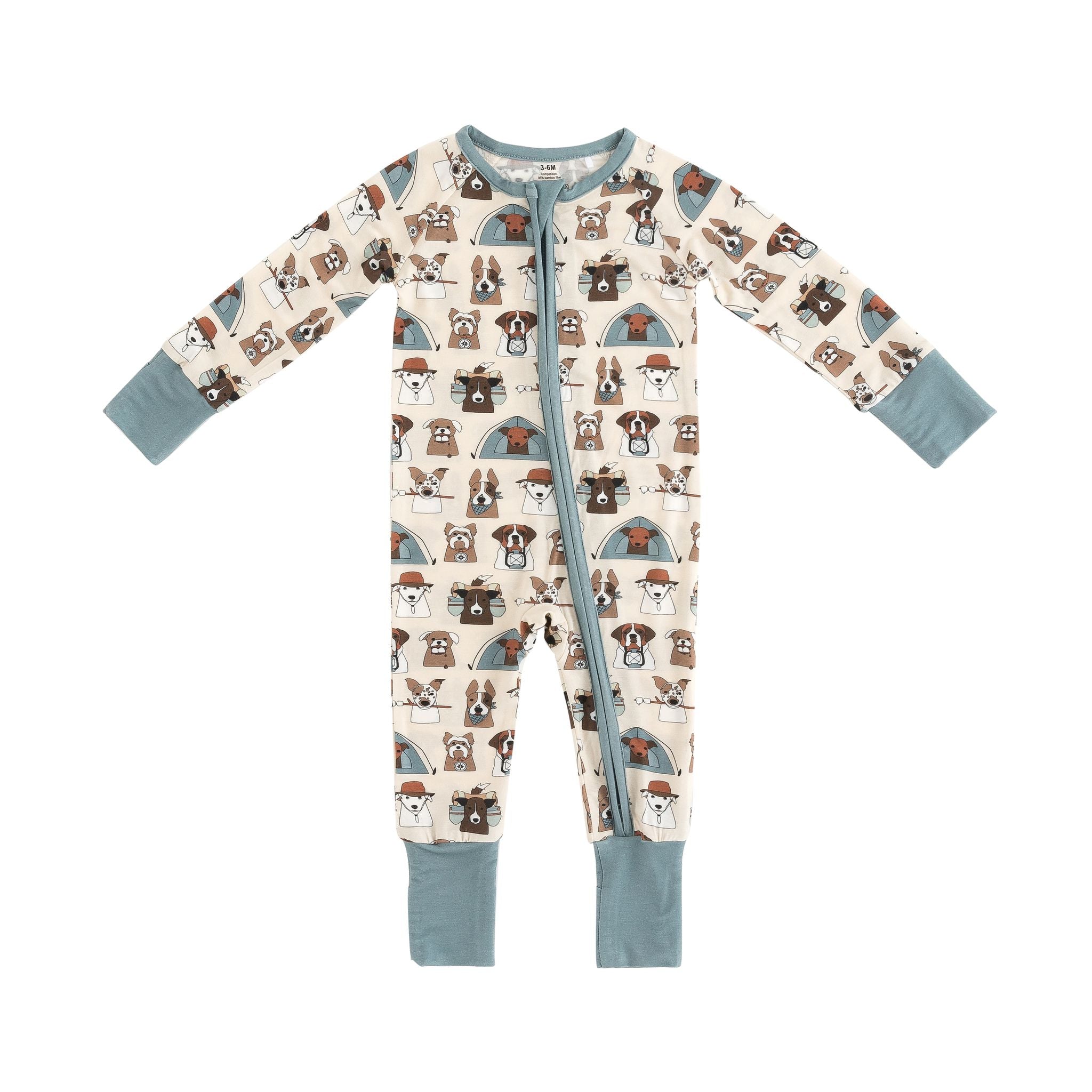 Camp Paws (Convertible Zip Footies) - Blue