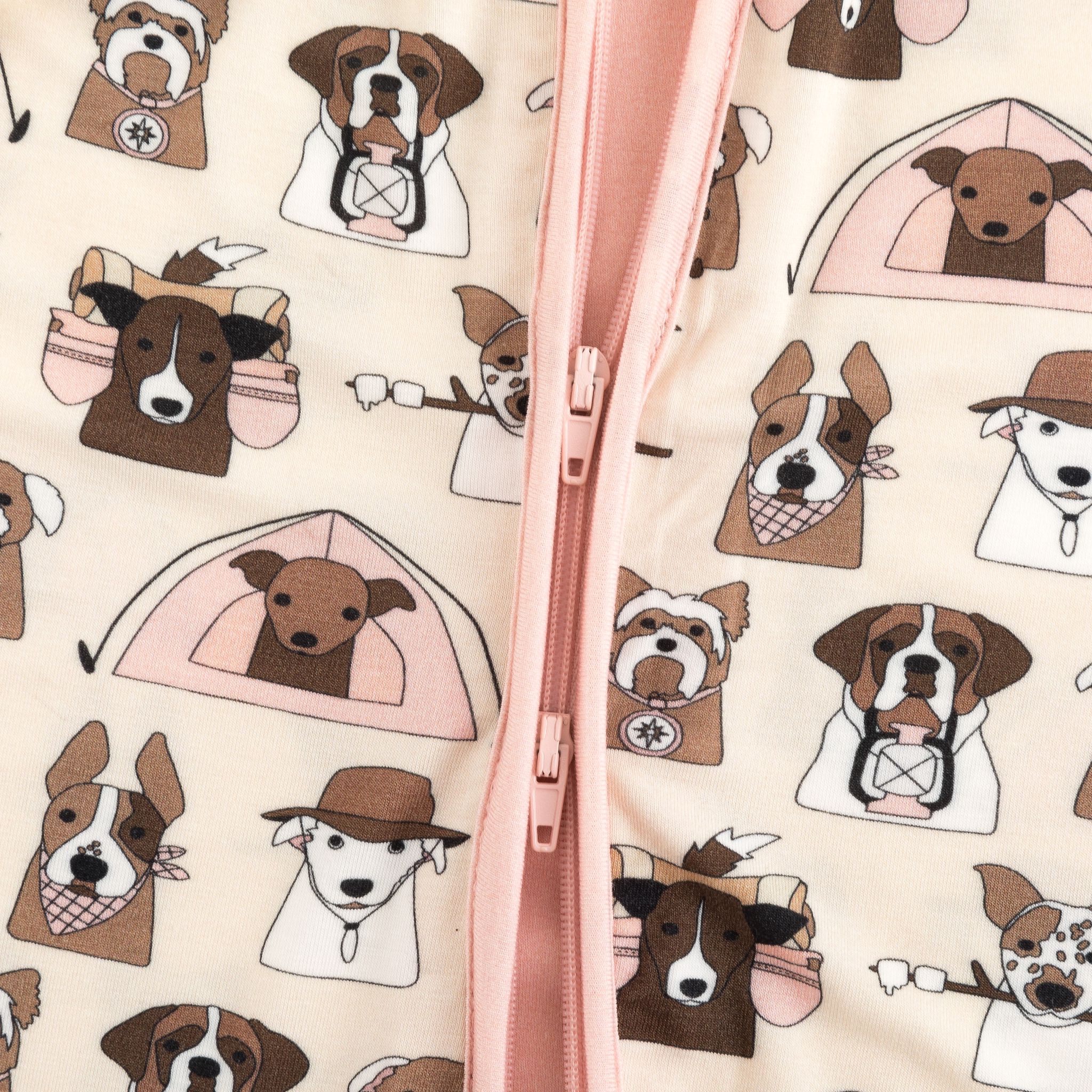 Camp Paws (Convertible Zip Footies) - Pink