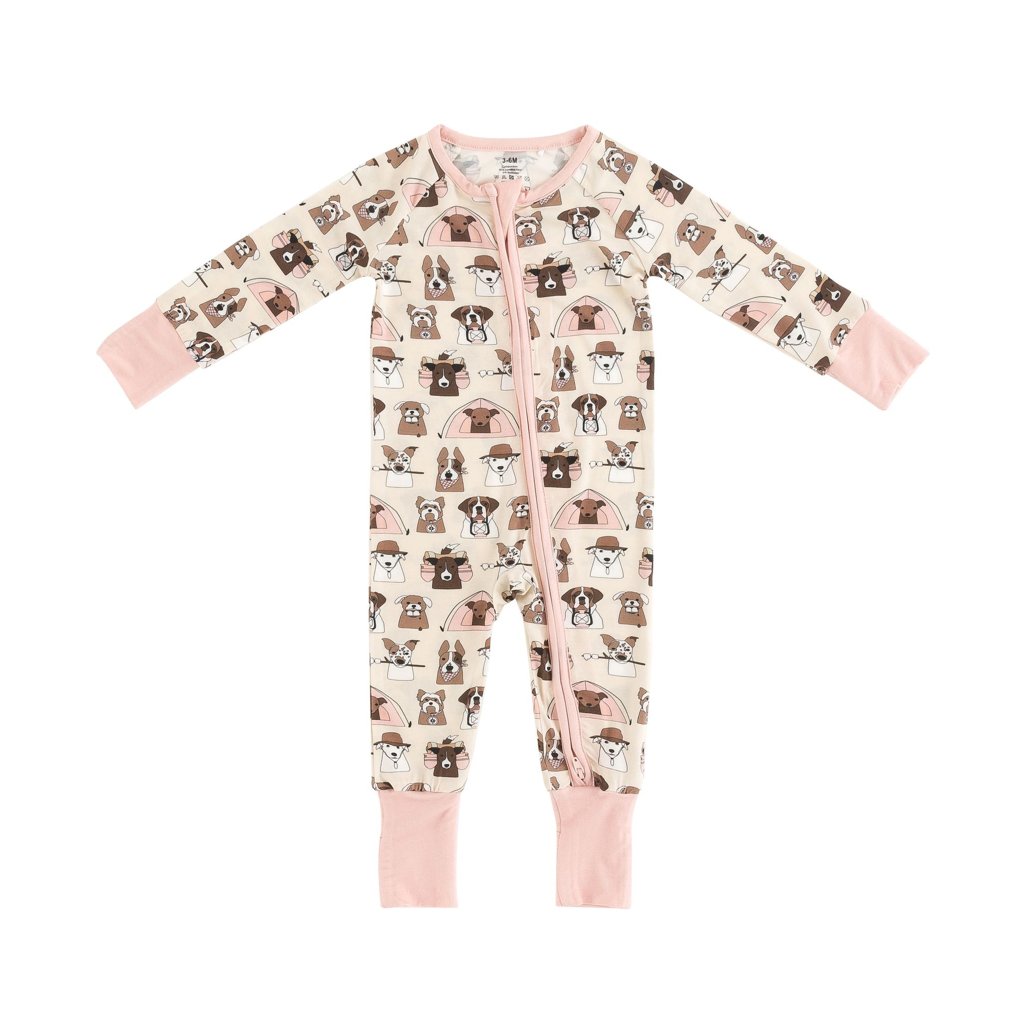 Camp Paws (Convertible Zip Footies) - Pink